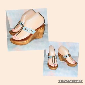 A. GIANNETTI Italy Thong Wedge Sandals- Leather 6M